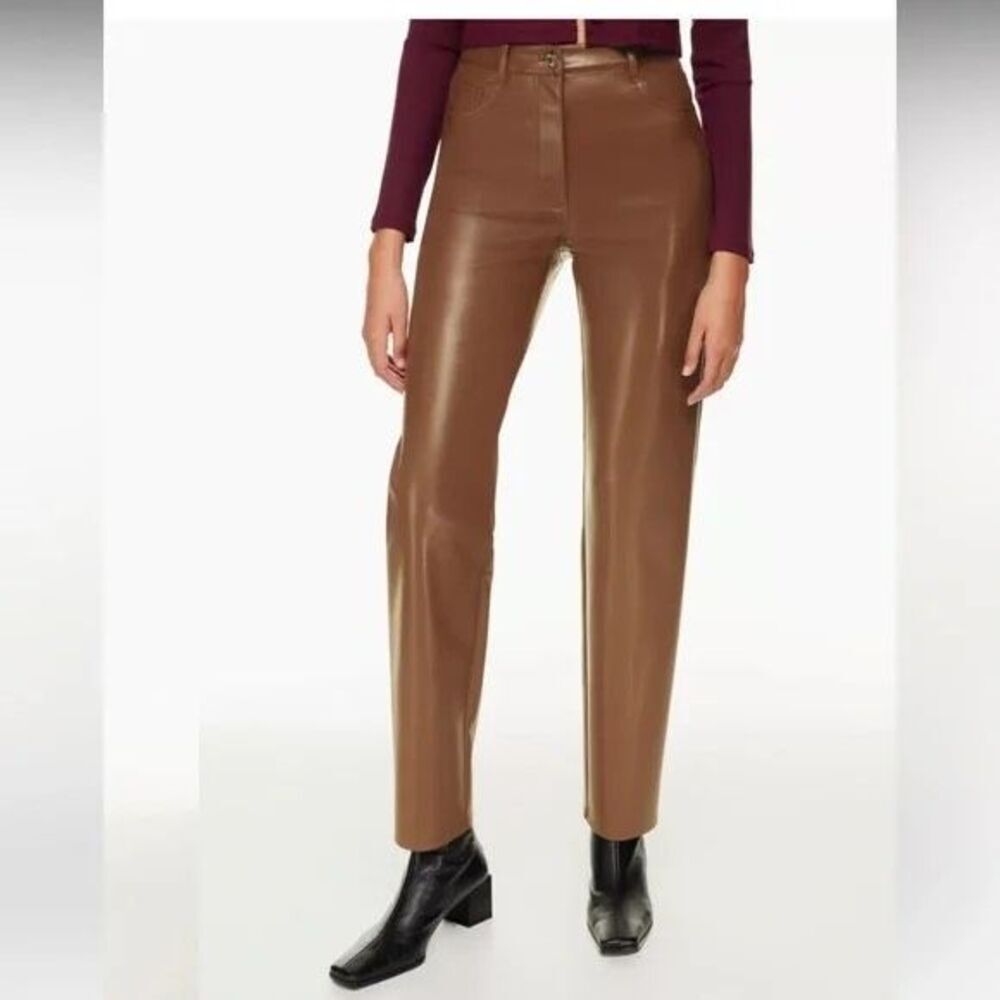 ✨Wilfred Aritzia MELINA Sz 2 PANTS Constant Camel Vegan Leather✨